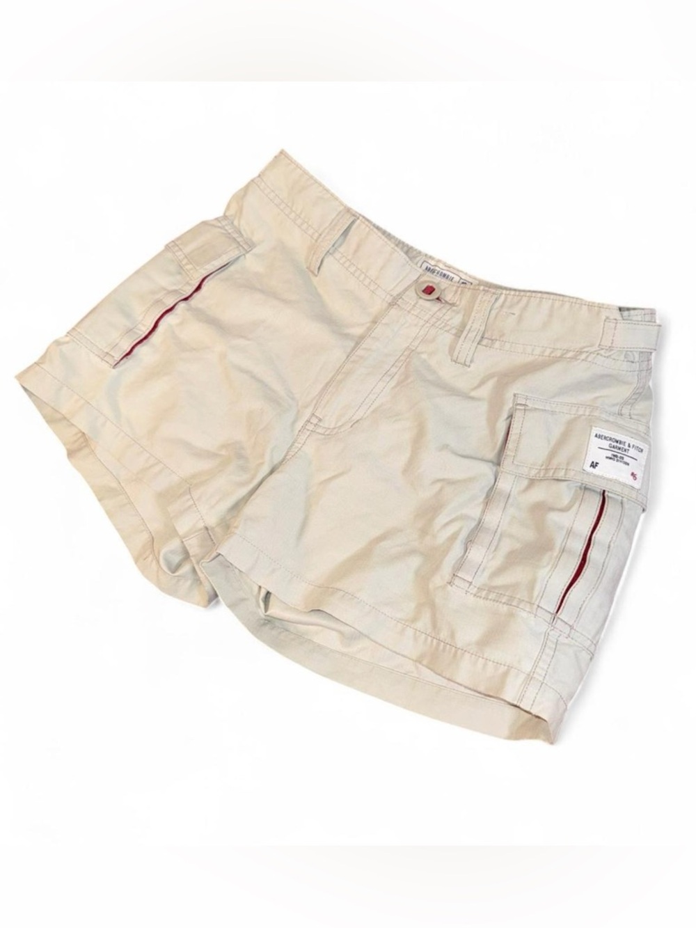 2005 Y2K abercrombie & fitch beige and red cargo mini shorts